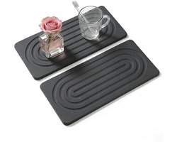 Diatomiet Onderzetters - 2 Stuks - Waterabsorberende steen - Sneldrogend en diatomiet - Gebruikt voor Handzeep & Planten & Toiletartikelen - voor Huizen en Keukens - Donkergrijs - 20×10cm