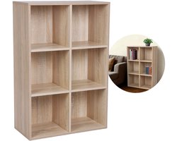 DiBasso - Open Kast met 6 kubus vakken - Boekenkast - Opbergkast - Kledingkast - Kallax - Geschikt voor slaapkamer, kinderkamer, woonkamer, kantoor - 66 x 30 x 98 cm (B x D x H) - Lichtbruin