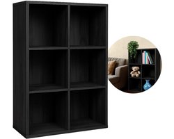 DiBasso - Open Kast met 6 kubus vakken - Boekenkast - Opbergkast - Kledingkast - Kallax - Geschikt voor slaapkamer, kinderkamer, woonkamer, kantoor - 66 x 30 x 98 cm (B x D x H) - Zwart