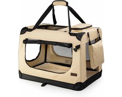 Dibea Dog Transport Box, Dog Bag, Foldable Car Box, Small Pet Bag (Size and Colour of Your Choice), TB10042, beige