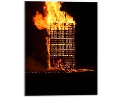 Dibond - Brandende Vuurkorf - 30x40cm Foto op Aluminium (Wanddecoratie van metaal)