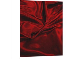Dibond - Foto van Rode Satijnen Stof - 75x100 cm Foto op Aluminium (Wanddecoratie van metaal)