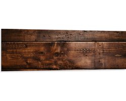 Dibond - Muur van Houten Panelen - 150x50 cm Foto op Aluminium (Met Ophangsysteem)