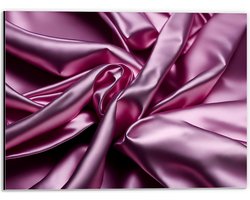 Dibond - Stof - Satijn - Roze - 40x30 cm Foto op Aluminium (Wanddecoratie van metaal)