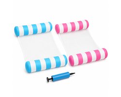Dicadore - Waterhangmat - 2 Stuks - Waterhangmat Volwassenen - Water Hangmat - Luchtbed Zwembad - Luchtmatras Zwembad - Waterspeelgoed - Blauw en Roze