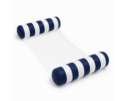 Dicadore - Waterhangmat - Luchtbed Zwembad - Luchtmatras opblaasbaar - Donkerblauw/wit gestreept - Zwembad/Strand - Waterspeelgoed - Vakantie