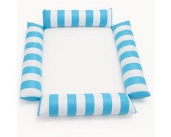 Dicadore - Waterhangmat Vierkant - Luchtbed Zwembad - Luchtmatras opblaasbaar - Lichtblauw/wit streep - Zwembad/Strand - Waterspeelgoed - Vakantie