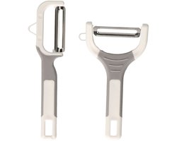 DID Schilmesjes/Dunschillers - set van 2x stuks - grijs/wit - kunststof - Aardappelschilmesjes - Groentemesjes