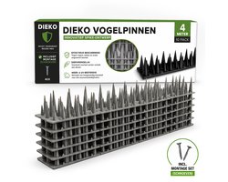 Dieko Duivenpinnen Grijs 4 Meter incl. 40 RVS Montageschroeven – Buigbare Vogelpinnen – Duivenverjager – Vogelwering – Vogelverjager – Duivenwering – Anti Klim Strips – UV-Bestendig – Onderhoudsvrij – Voor Schutting, Dakrand, Vensterbank & Balkon