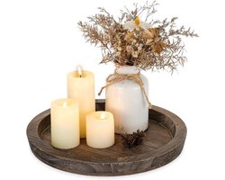 Dienblad - 28,5 x 28,5 x 2,8 cm - Rond decoratief dienblad - Natuurlijk bruin houten dienblad - Duurzaam - Tijdloos design - Bruin - 28,5 x 28,5 x 2,8 cm