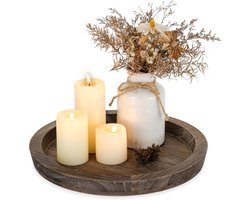 Dienblad - 28.5 x 28.5 x 2.8 cm - Rond decoratief dienblad（Alleen basis）- Natuurlijke Bruine Houten Dienblad - Duurzaam - Tijdloos design - Rustiek - houten - Natuurlijk houten decoratiebord - Dienblad - Decoratief dienblad - Badkamer Opbergdoos