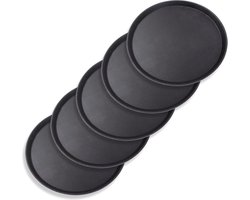 dienblad, 35 x 2 cm, rond, zwart, 5 stuks met anti-slip coating, hoge rand, kelnerdienblad, serre, dienbladen, 5 stuks