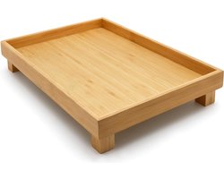 Dienblad 60x60 Groot - Houten Dienblad 35 x 25 cm met Poten en Hoge Rand in Bruin Kleur dienblad 60x60