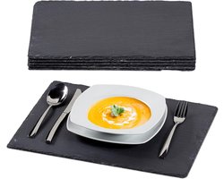 Dienblad 60x60 onderzetters van leisteen - set van 6 - groot formaat 30 x 40 cm - beschrijfbaar - antracietkleurig dienblad 60x60