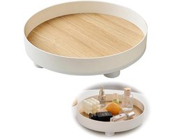 Dienblad - Badkamer organizer - Decoratief dienblad - Rond dienblad - Geschikt voor salontafels, eetkamers, woonkamers, decoratie voor het aanrecht in een boerderijkeuken - Diameter 23 cm - wit
