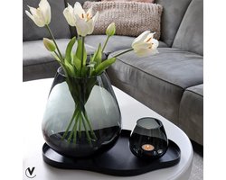 Dienblad Bauru Zwart – Medium – Organisch Design – 66×37,5 cm – Metaal – Vase The World – Stijlvolle Woondecoratie – Mat Zwart