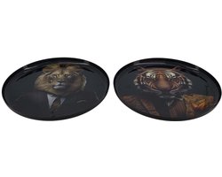 Dienblad dier metaal zwart Ø28cm