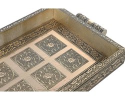 Dienblad DKD Home Decor Champagne Metaal Hout Indiaas (36 x 22 x 4 cm)