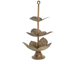 Dienblad DKD Home Decor Laken Gouden Metaal Tropisch (42 x 42 x 80 cm)