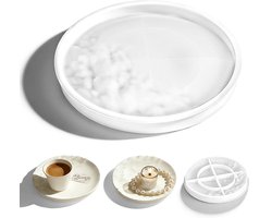 Dienblad, gietvorm dienblad rond, siliconen mal bord, siliconen vormen gietvormen bord met structuur voor epoxyhars beton gips, 16 x 16 x 3 cm
