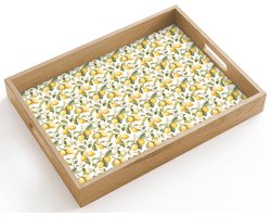 Dienblad hout 40x30 cm - Schootdienblad - Frans - Citroen - Geel - Groen - Borrelplank rechthoek - Plateau dienbladen