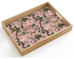 Dienblad hout 40x30 cm - Schootdienblad - Pioenrozen - Botanisch - Vogel - Borrelplank rechthoek - Plateau dienbladen