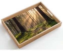 Dienblad hout 50x35 cm - Schootdienblad - Bos - Zonlicht - Gras - Borrelplank rechthoek - Plateau dienbladen