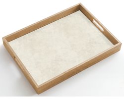 Dienblad hout 50x35 cm - Schootdienblad - Crème - Egaal - Beton - Borrelplank rechthoek - Plateau dienbladen
