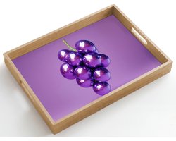 Dienblad hout 50x35 cm - Schootdienblad - Druif - Disco - Glitter - Paars - Borrelplank rechthoek - Plateau dienbladen