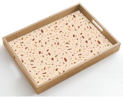 Dienblad hout 50x35 cm - Schootdienblad - Terrazzo - Patroon - Kleurrijk - Steen - Borrelplank rechthoek - Plateau dienbladen