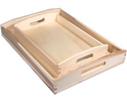 Dienblad - Houten Dienbladenset - Naturel - 30 x 20 CM - 39 x 28 CM - Veelkleurig - Set van 2