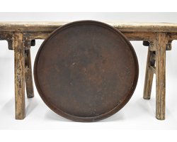 Dienblad metaal Ø 55 cm - Groot oud dienblad uit India - Rond serveerplateau - Decoratief metalen dienblad - sober - robuust - stoer - landelijk.