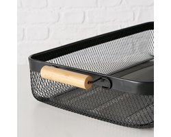 Dienblad metaal/hout zwart 51x27x8cm