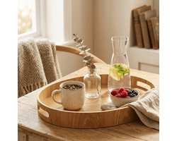 Dienblad Ovaal Bamboe met Handgrepen – 44 x 34 x 5 cm – Serveerblad Hout – Tray