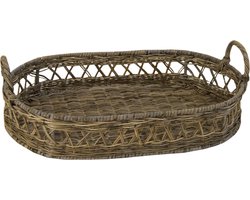 Dienblad ovaal Grey Rotan 55x34x11