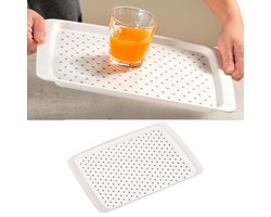 Dienblad Rechthoekig - Anti-Slip Dienblad - Diep dienblad met Antislip - 35 x 26 x 2 Cm - Kleur: WIT