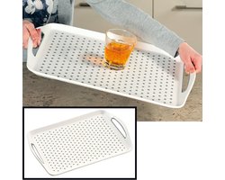 Dienblad Rechthoekig - Anti-slip Dienblad - Diep dienblad met antislip - Met handvatten - 45.5 x 32 x 4.5 Cm - Kleur: Wit