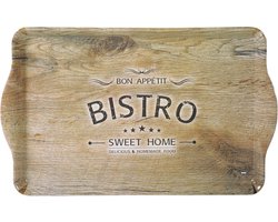 Dienblad Rechthoekig - Met Print Bistro - Design koffie / Thee dienblad - Dienblad met handvatten - Melamine - 48 x 30 x 3.5 Cm