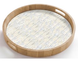 Dienblad rond 50x50 cm - Schootdienblad hout - Licht - Horizontaal - Verf - Borrelplank rechthoek - Plateau houten dienbladen