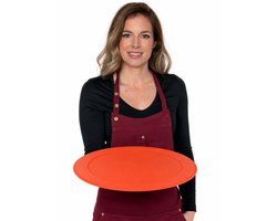 Dienblad Rond - Oranje - 46cm Diameter in leer afgewerkt (laatste stuks)