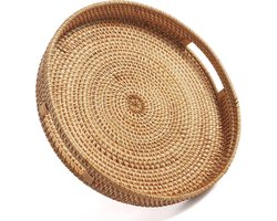 Dienblad - Rond Rotan Dienblad - Met Handgrepen - Natuurlijk - Groot - 30 cm - 1 stuk
