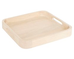 Dienblad - Serveerblad - Serveerplank - Dienblad van Mangohout - Vierkant Serveerblad - Decoratief Dienblad voor Serveren, Koffie & Woondecoratie - Voedselveilig - Hout - 34.5 x 34.5 cm - Naturel