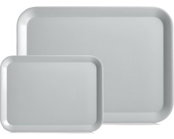 Dienblad - set 2x - rechthoek - grijs - kunststof - 24 x 18 cm en 44 x 32 cm