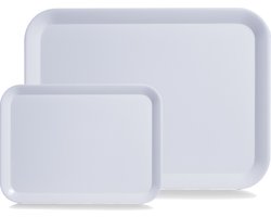 Dienblad - set 2x - rechthoek - wit - kunststof - 24 x 18 cm en 44 x 32 cm