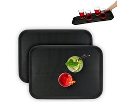 dienblad - set van 2 - antislip - 56 x 41 cm - horeca - opstaande rand - rechthoekig