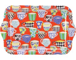 Dienblad Theekopjes rood 24x16x1,5cm