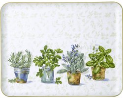 Dienblad van hout met een PU afneembare toplaag Aromatic Herbs light green