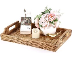 Dienblad van Rotan voor Thuis - Decoratief Display met Handvat - 37 x 27 cm Natuurlijk Riet