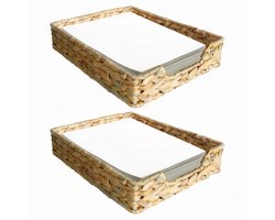 Dienblad Waterhyacint - Mandpapierlade Bureau - Documenten Organiseren - Handgeweven Natuurlijk Materiaal - 33 x 27 x 7 cm - Natuurlijk