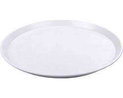 Dienblad - wit - kunststof - D34x2 cm - rond - serveerblad - vaatwasserbestendig